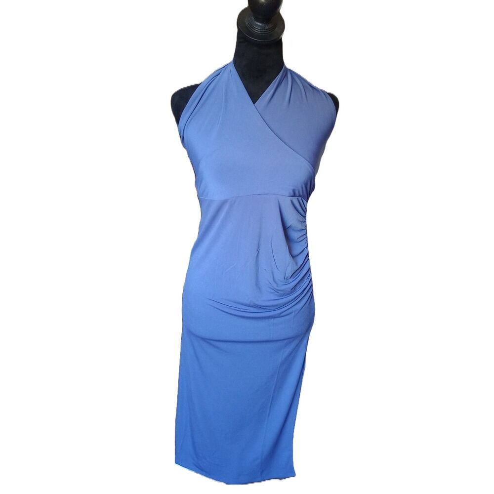 Venus Women's XS Blue Halter Top Bodycon Midi Dress, NWOT